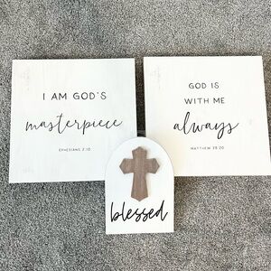 SOLD Religious Wooden Canvas Set